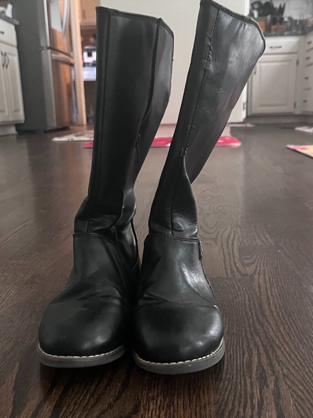 Crazy 8 Girls Black Faux Leather Knee-High Riding Boots Size 3